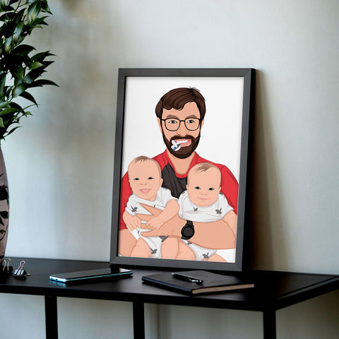Custom Daddy and Kids Framed Portrait